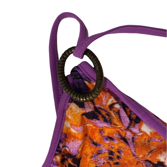 Vtg Just Cavalli Orange and Purple Floral Open Back Dress w- Convertible Straps - Picture 7 of 7